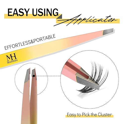 Miniatura 6 de Kit de extensión de pestañas para bricolaje, 320 unidades, pestañas individuales 40D, con pegamento negro de 0.17 onzas líquidas y herramienta