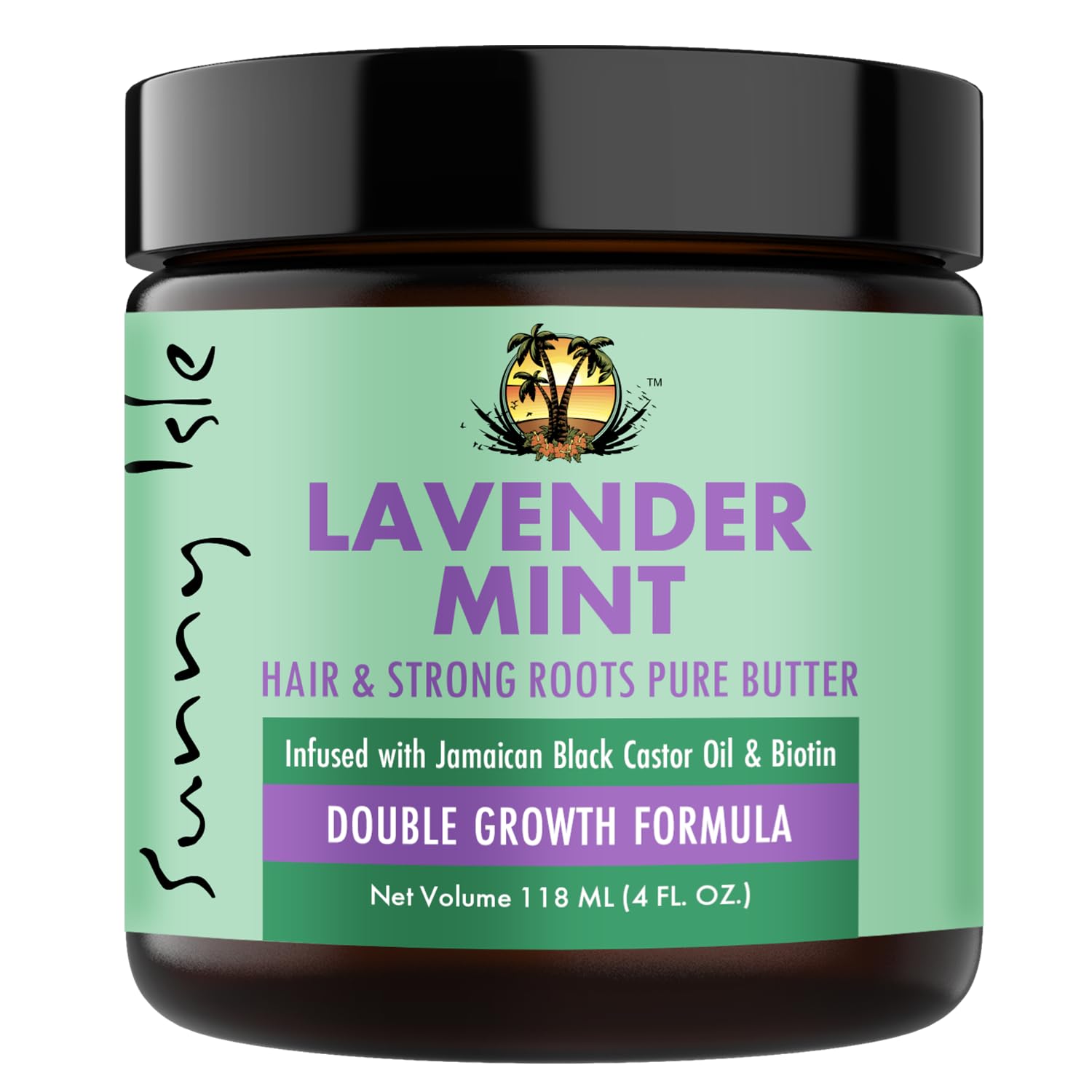 Sunny Isle Lavender Mint Hair and Strong Roots Butter 4oz | Infused with Biotin & Jamaican Black Castor Oil | Strengthen and Nourish Hair | Dry Scalp, Split Ends | Double Growth Formula