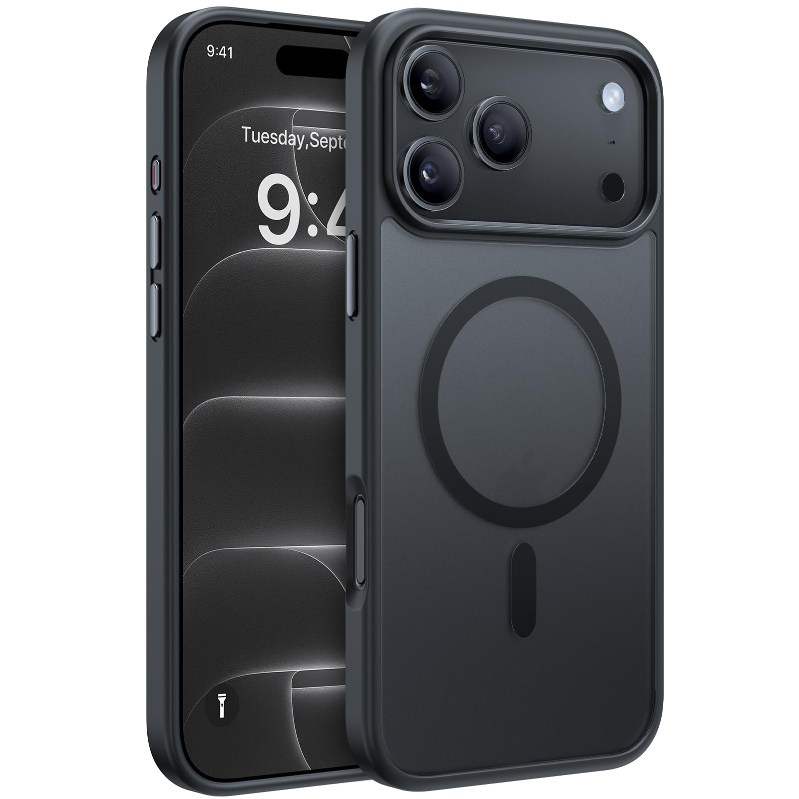 Miracase Magnetic for iPhone 18 Pro Case 6.3", Translucent Matte, Black