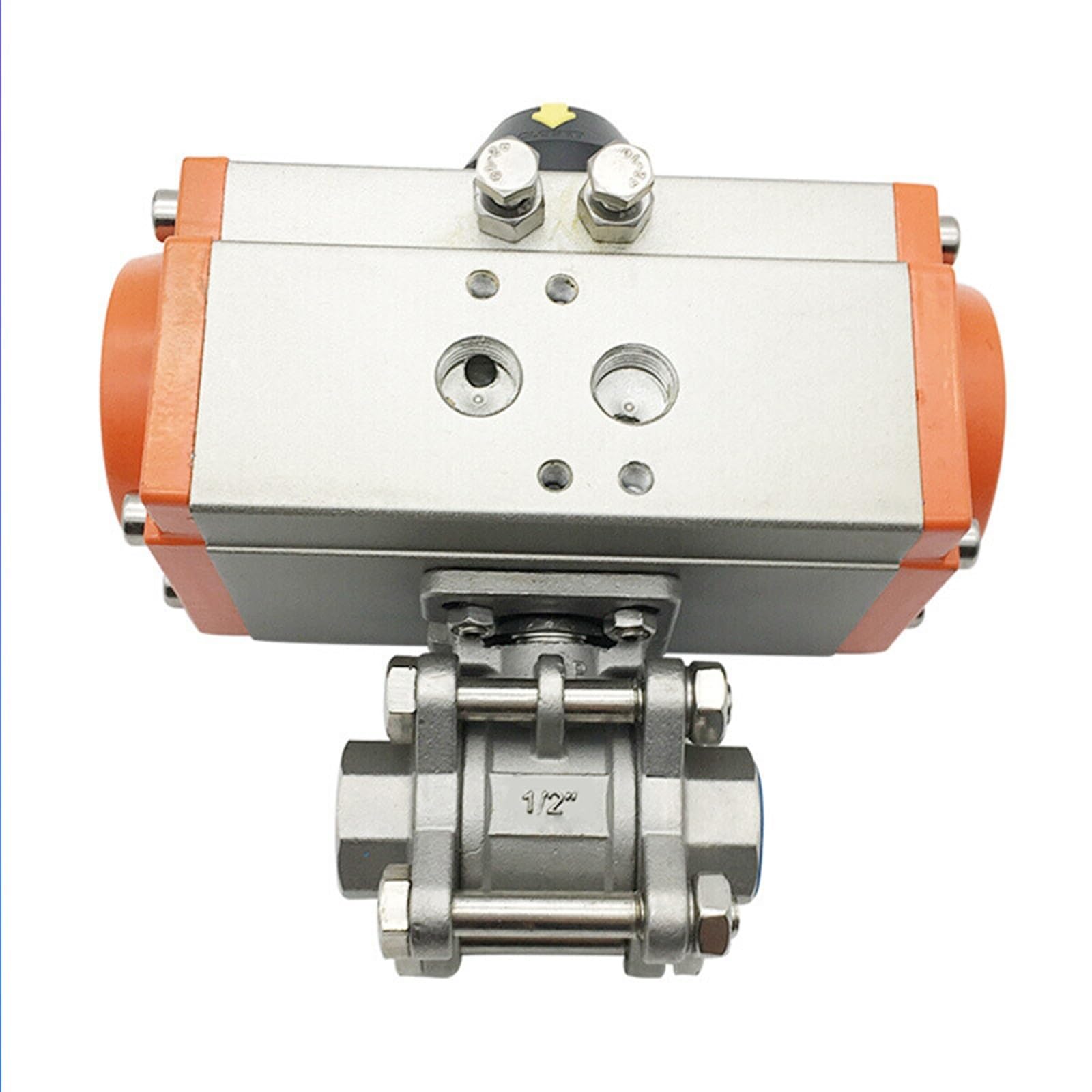 HDPHCRIUN Q611F-16P 1/2inch Three Piece High Platform Pneumatic Ball Valve Stainless Steel 304 Double Acting Cylinder 1Pcs