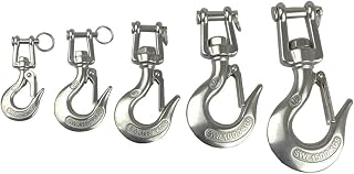 VSOLS 0.15-1.5T Marino Pesado Marino 316 Cadena de elevación de Acero Inoxidable Azulador de Carga Giratorio Gancho de Carga con pestillo (Color : Marine Stainless 316, tamaño : WLL 1500KGS)