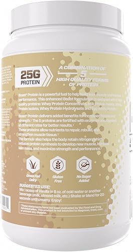 Miniatura 2 de Beast Sports Nutrition Beast Protein 25 GMS de proteína: 5 fuentes de proteínas diferentes, incluyendo concentrado de suero y aislado para músculo