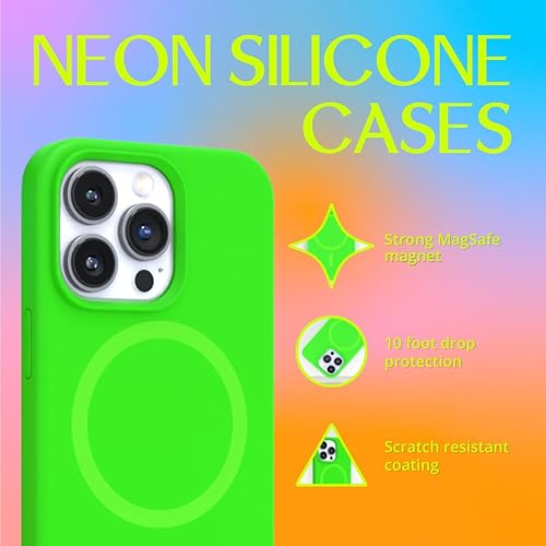 Miniatura 2 de FELONY CASE - Funda para iPhone 12 Pro Max - Funda de silicona verde neón  Silicona líquida con forro de microfibra antiarañazos, funda protectora a
