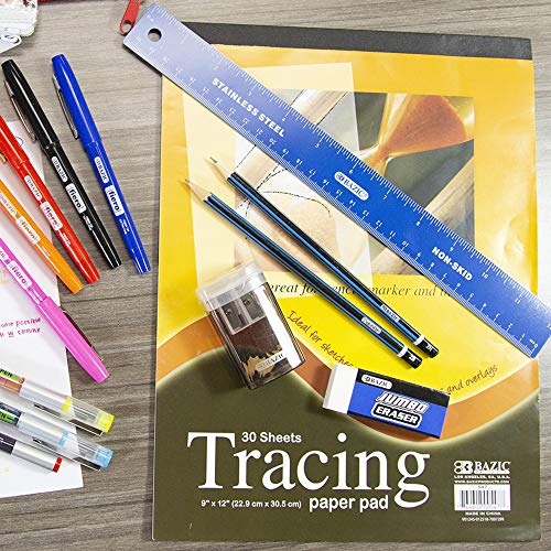 Bazic Tracing Paper Pad 30 Sheets 9" X 12", White Translucent Calligraphy Architecture Transfer Paper, Trace Images Sketch Preliminary Drawing, 2-Pack #TOP2