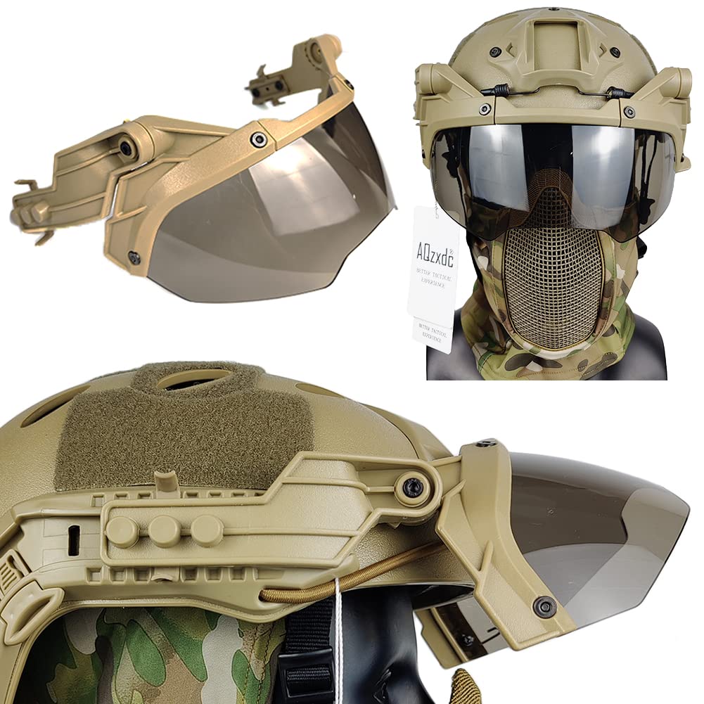 AQ zxdc 5 mm süper kalın askeri Airsoft kask, tam yüz gözlüğü