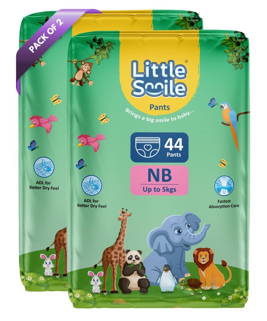 LITTLESMILE Baby Pants Extra Absorb Diapers - New Born -88 Pieces -Pack of 2-image-34