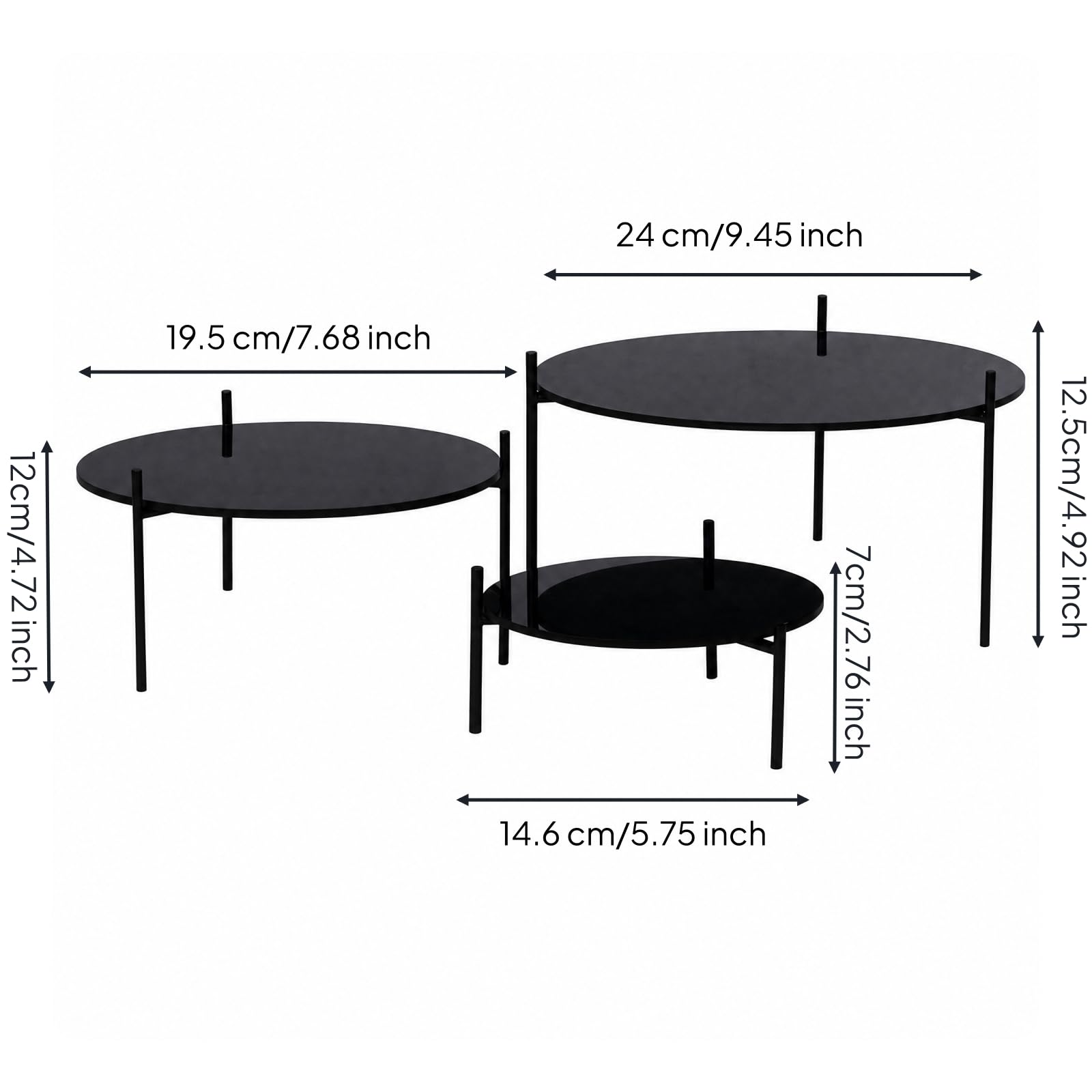 3 Pezzi Alzatina Nera con Vassoio Acrilico Decorativo Pasticcini con Vassoio in Acrilico Elegante per Buffet, Feste Del Tè