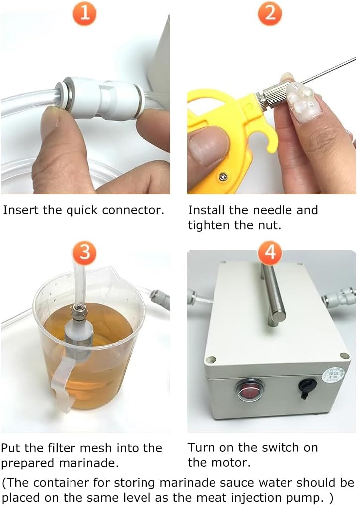 Electric Meat Injector Gun Pump with Hose, 60W Electric Marinade Injector Meat Syringe with 10 Needles for Roast Turkey, Pork, Beef (Single Needle)