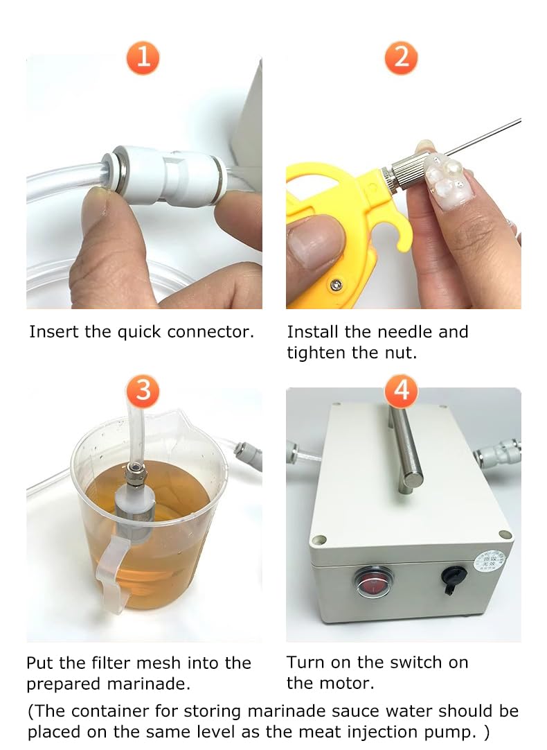 Electric Meat Injector Gun Pump with Hose, 60W Electric Marinade Injector Meat Syringe with 10 Needles for Roast Turkey, Pork, Beef (Single Needle)