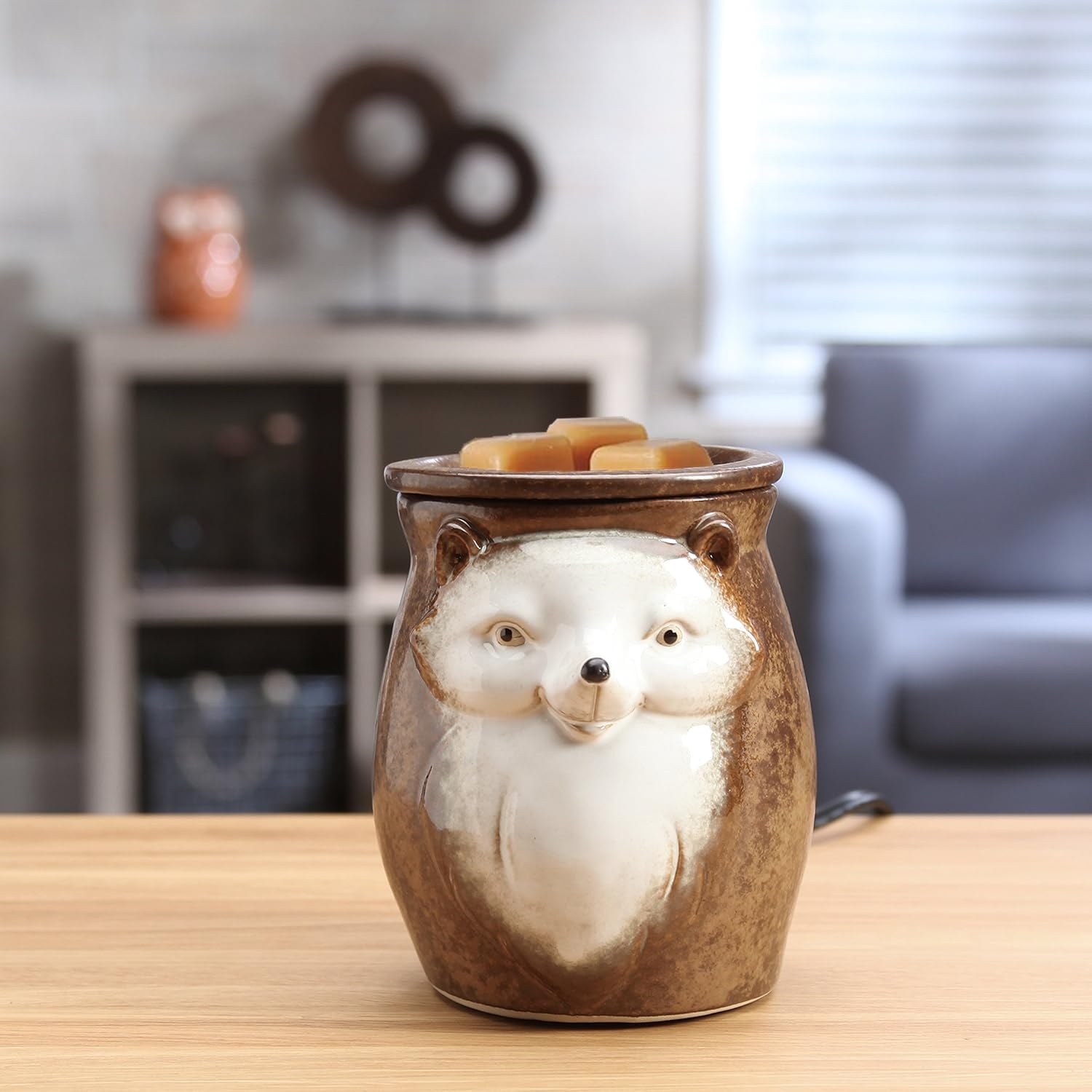 Hosley 5 Inch High Brown Woodland Animal Ceramic Electric Oil Warmer. Ideal Gift for Wedding Spa and Aromatherapy. Use Brand Essential Oils Fragrance Oils and Wax Melts Cubes. P2