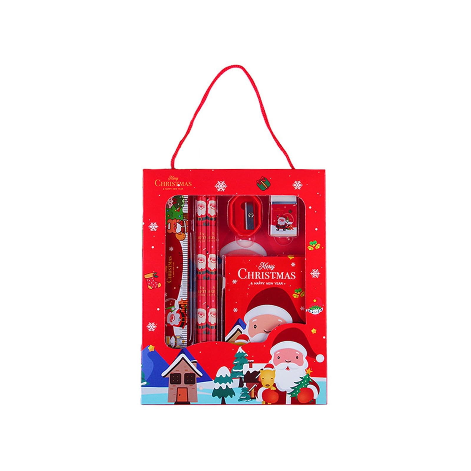 Christmas Decorations UK Stock Xmas Gift Stationery Set, Children's School Supplies Pencil 6-piece Set, Kindergarten Portable Stationery Party Gifts Merry Christmas Decoration