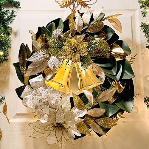 Christmas Bells Door Decorations For Wreath Gold Christmas Ornament Mirrored Finishing #TOP2