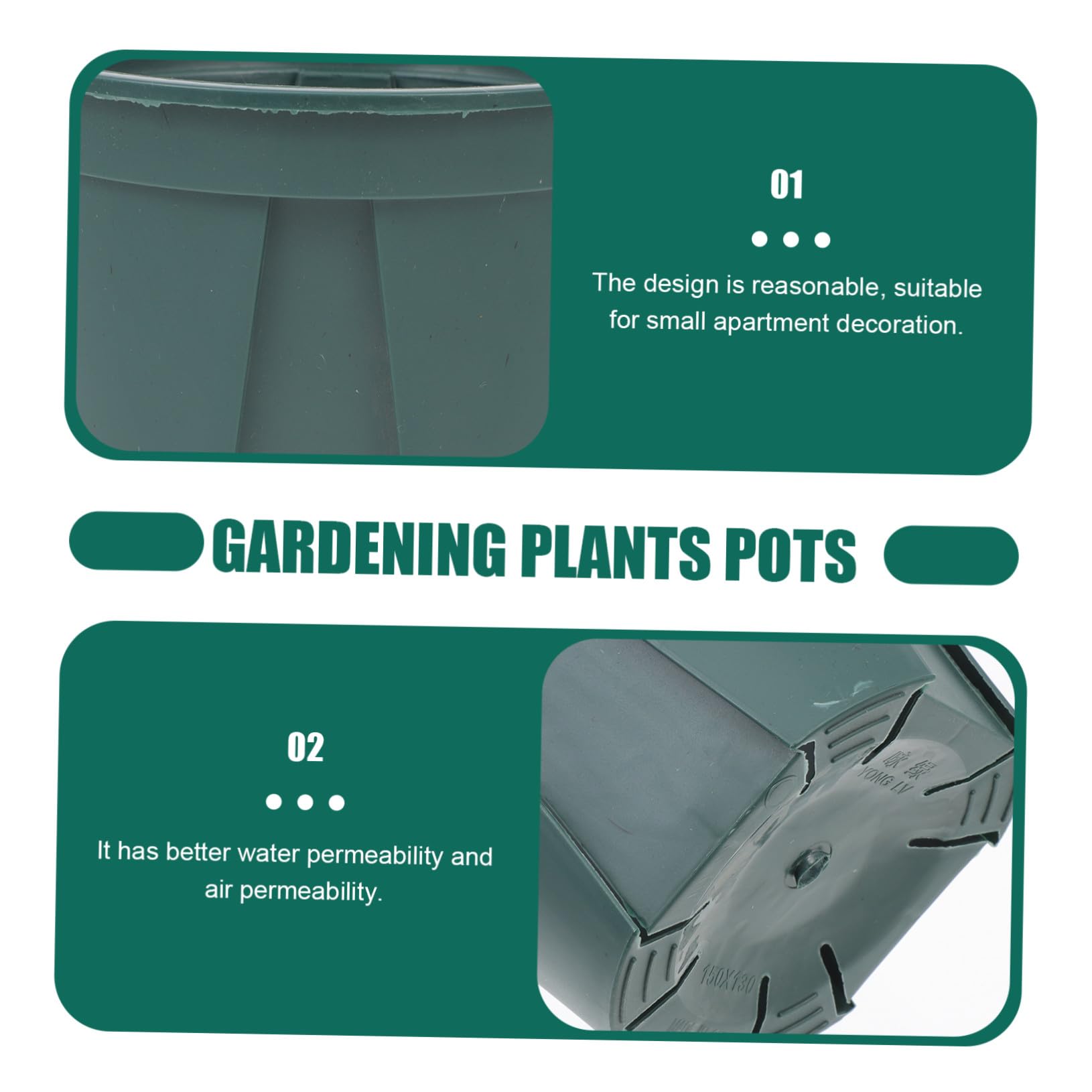 5 Pièces Lot de Pots de Fleurs Plastique avec des Racines et Ventilation Conteneurs pour Plantes Intérieur et Extérieur Jardinières Durables pour et Jardinage