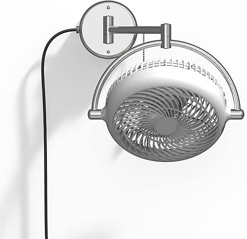 Miniatura 8 de Parrot Uncle Ventiladores de montaje en pared, ventilador de techo con brazo plegable con enchufe, 10 pulgadas, blanco