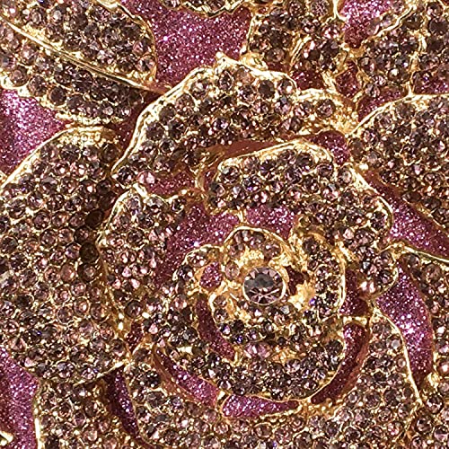 Image of Boutique De FGG Mini Round Flower Crystal Clutch Purses for Women,Formal Evening Bags,Rose Wedding Clutch Bag Party Handbags