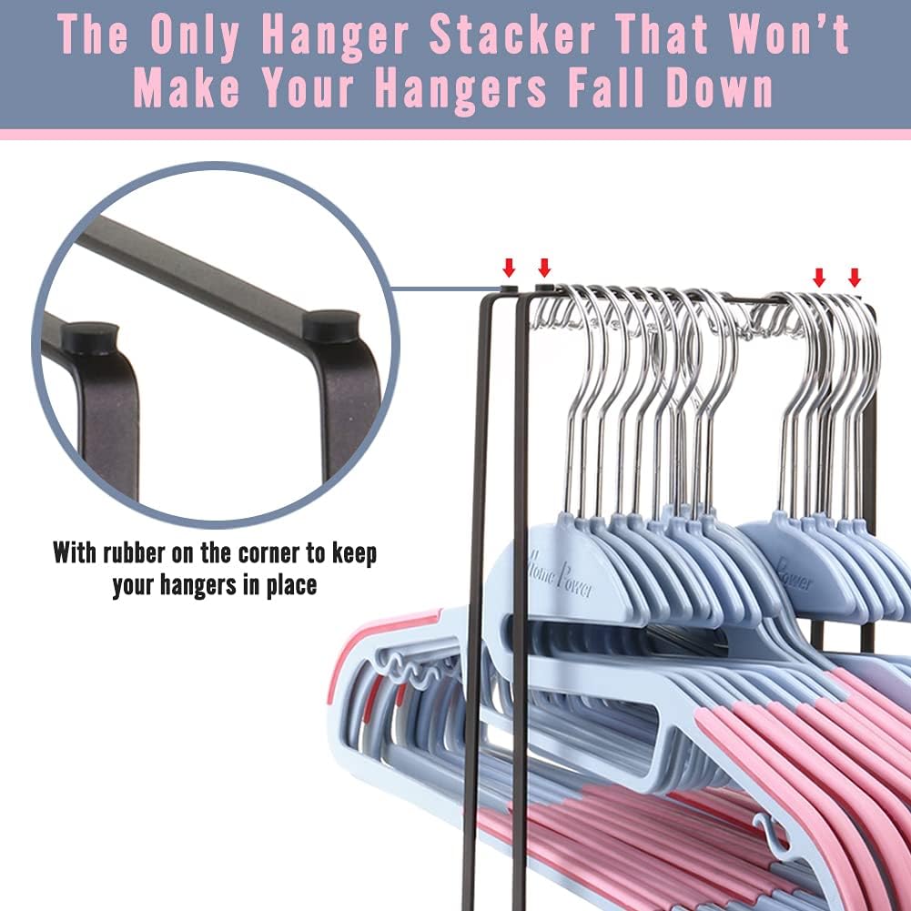 🔥 Flаѕh Sаlе Comfecto Set of 2 pcs Hanger Storage Premium Grade Iron Standing Clothes Hanger Stacker, Hanger Organizer for Tidier Laundry Room Closet, Large Capacity Hangers Organizer Holds Up to 30 Hangers