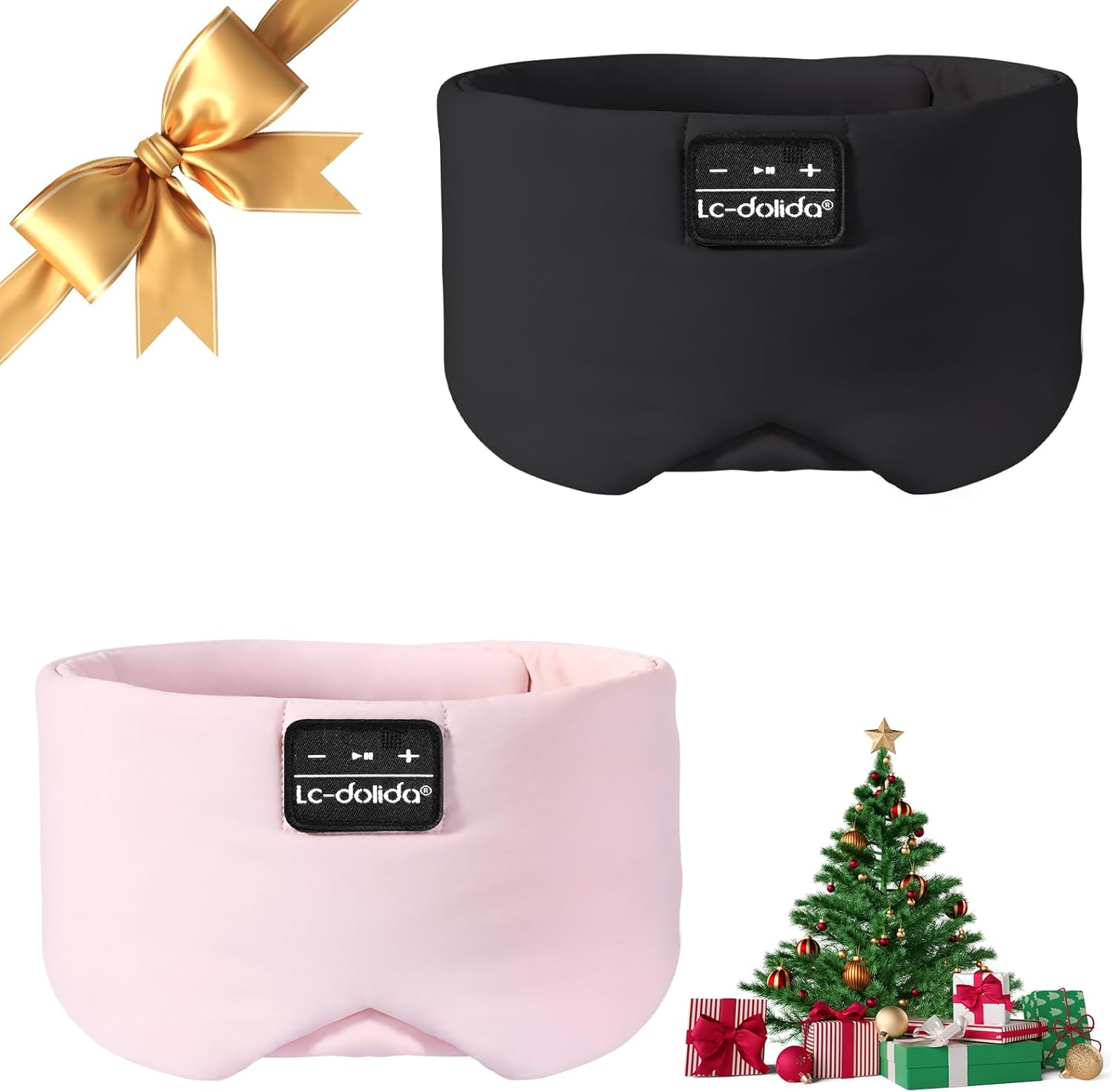 LC-dolida Sleep Mask with Bluetooth Headphones, Ice Silk Sleep Mask with Bluetooth 5.4, Total Blackout Eye Mask for Sleeping