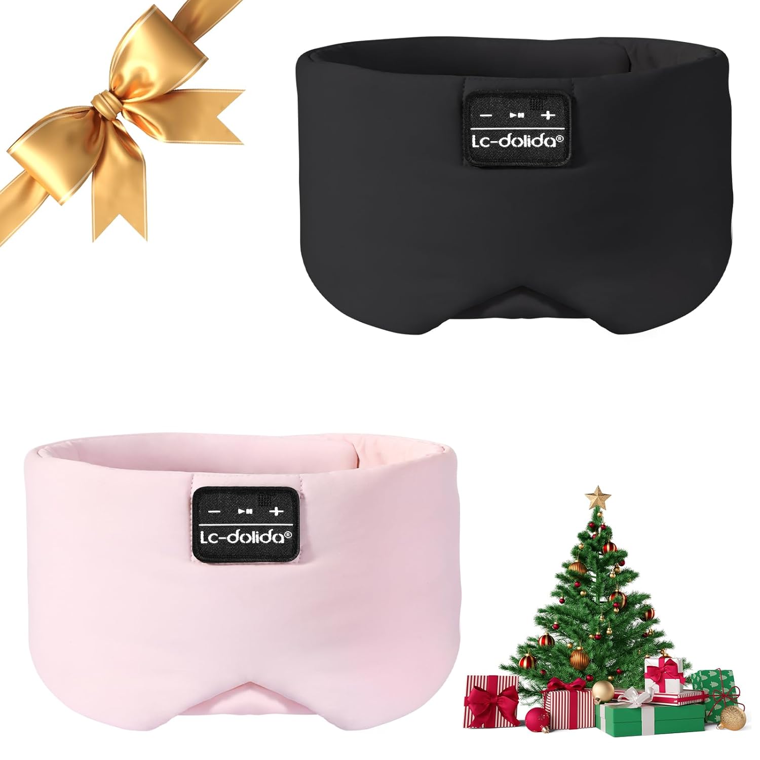 LC-dolida Sleep Mask with Bluetooth Headphones Ice Silk Sleep Mask with Bluetooth 5 4 Total Blackout Eye Mask