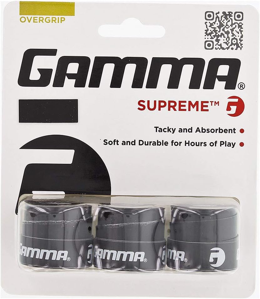 GAMMA Sports Supreme Overgrip, for Tennis, Pickleball, Squash, Badminton, and Racquetball, Durable and Absorbent, Easy to Apply