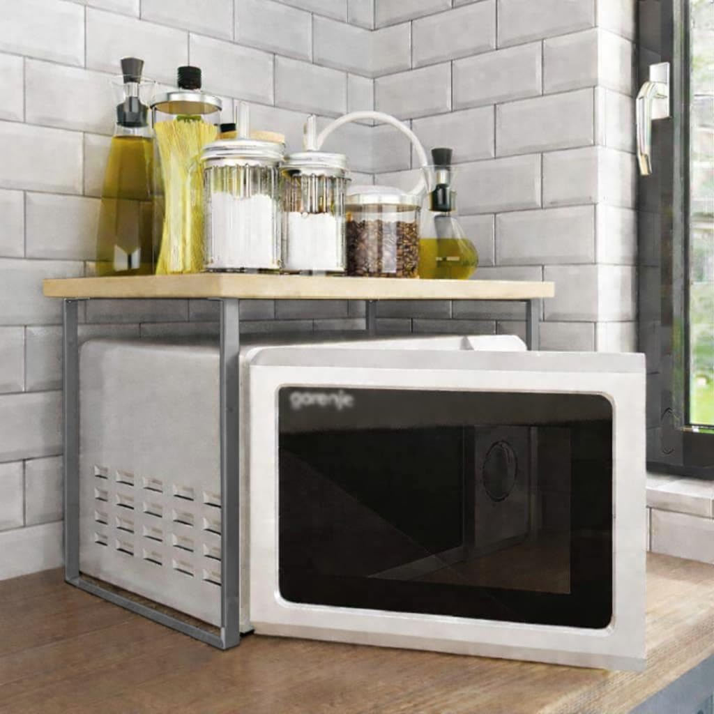 59513 Classic Grey Kitchen shelf/Microwave Oven Stand/Spice Shelf Microwave Shelf Stand Storage Spice Microwave Oven Rack Kitchen Counter organizer/Spice Rack - Grey-image-19