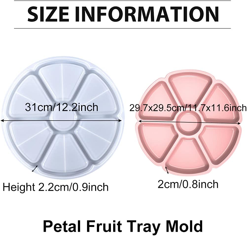 Flower Fruit Trays Resin Mold Star Jewelry Storage Box Silicone Casting Mould Round Epoxy Molds Large Nut Storage Tray Moulds for Home Decoration DIY Craft (Fruit Tray Mold)