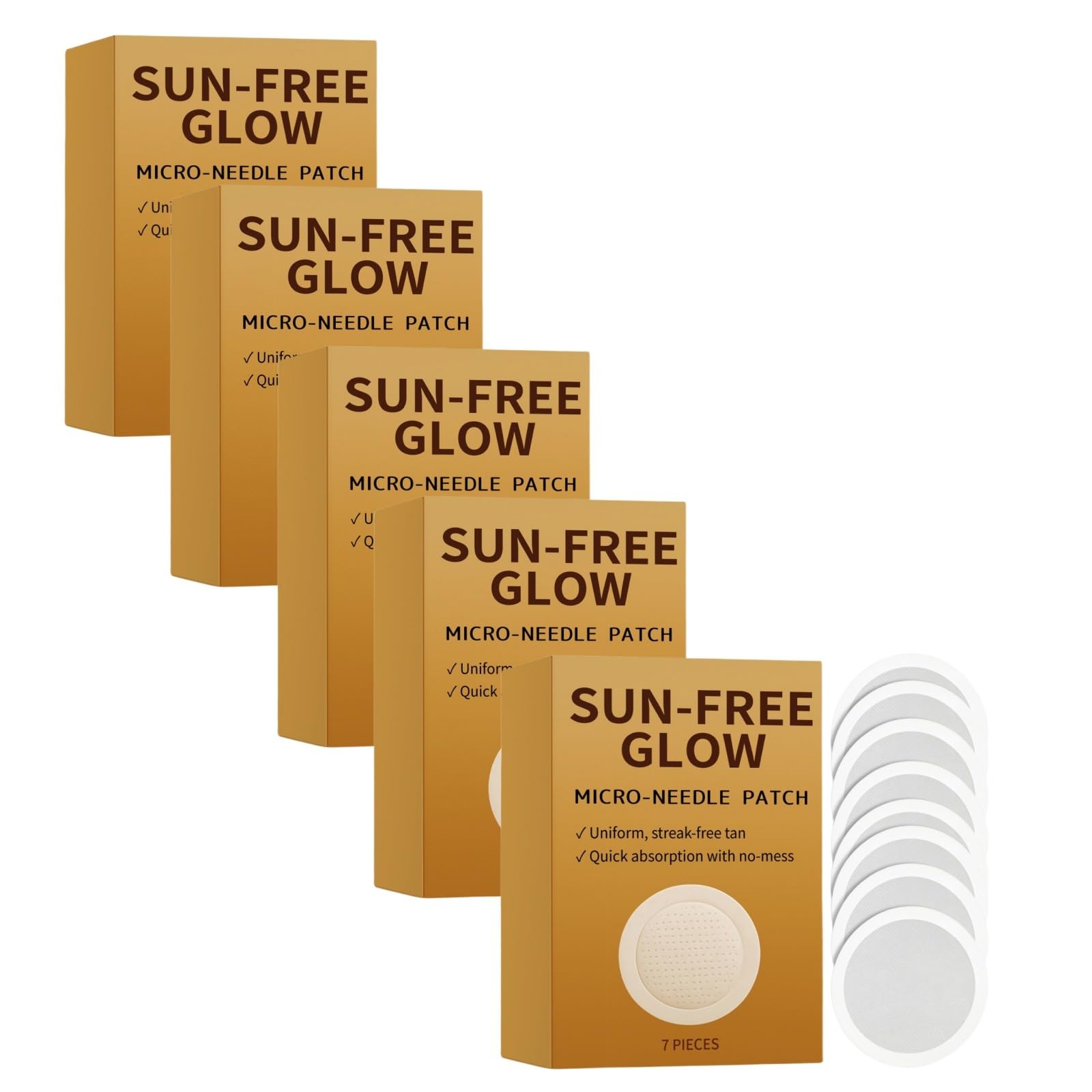 Łatki Sun-Free Glow : Naturalna opalenizna bez słońca, bez zarysowań i zapachu! Nawilżająca naszywka z mikroigłami, dla wszystkich rodzajów skóry, mężczyzn i kobiet.
