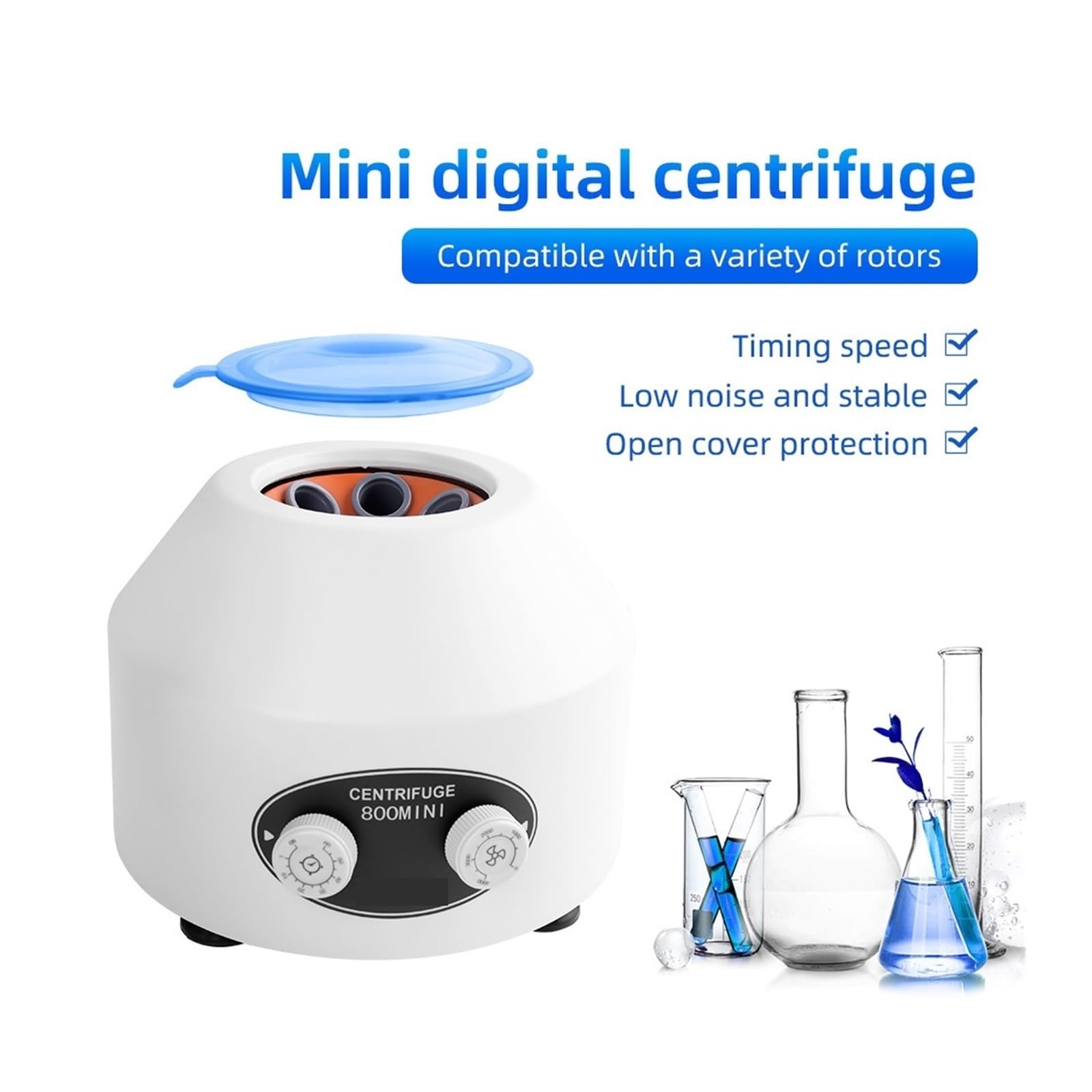 Centrífuga de PCR plasma digital alta velocidad Microcentrífuga laboratorio 4000 rpm 12 000 Tubo centrífuga 0,2/0,5/1,5/2 ml para laboratorio, para la investigación(900-2)