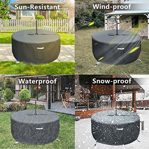 Tohonfoo Round Patio Table Cover With Umbrella Hole - 70" Dia X 23" H (Cover Size，Not Table Size) Heavy Duty Waterproof 600D Oxford Fabric Outdoor Lawn Patio Furniture Covers #TOP6