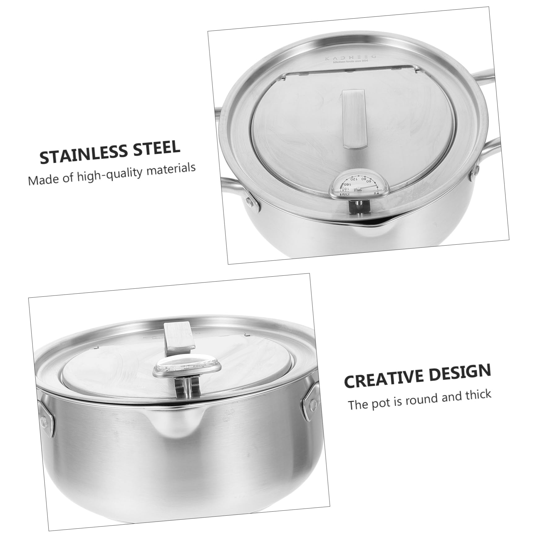 SHOWERORO Deep Fryer Pan with Temperature Control Steel Deep Fryer Pot for Kitchen