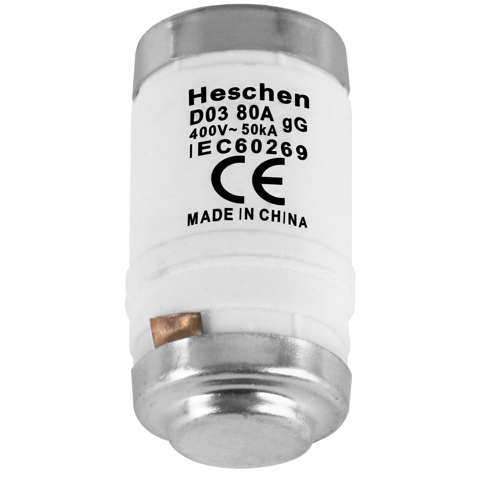 Heschen Eslabones fusibles cerámicos Neozed, eslabón fusible tipo D0, D03, 80A 400VAC, tipo gL/gG, 10 unidades