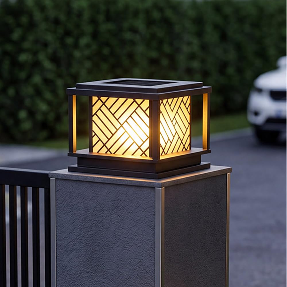 Solar Post Caps Light For Outdoor Waterproof Column Pillar Lights Modern Lamp Posts Lighting Fixtures Solar Powered LED Pedestal Bollard Lighting Fence Deck Lanterns For Garden Patio Villa Pier Lamps
