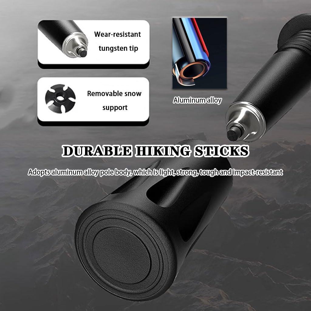 2er-Pack Verstellbare Trekkingstöcke, Leichte Outdoor-Ausrüstung, Nordic-Walking-Stöcke, Für Männer, Frauen Und Senioren(Black Color)