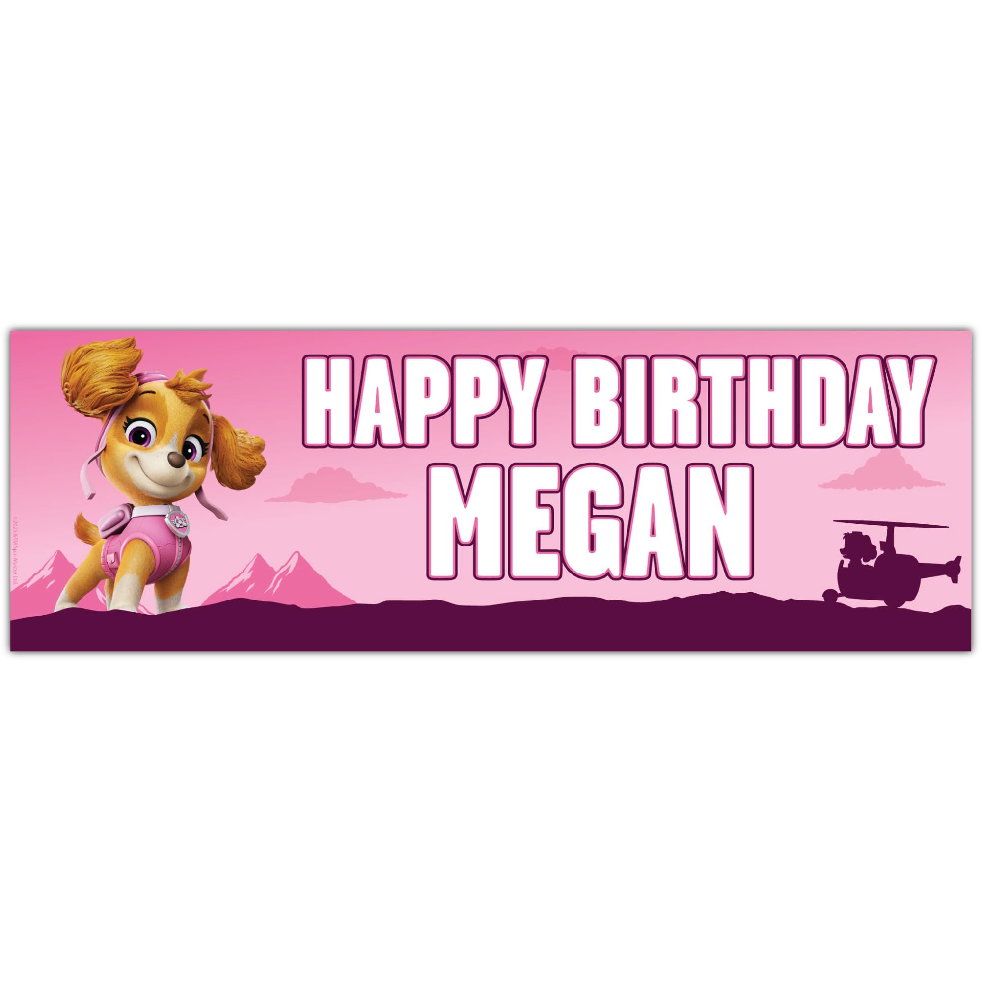 Paw Patrol Birthday - Skye Personalised Banner Wall Sticker (90cm width x 30cm height)