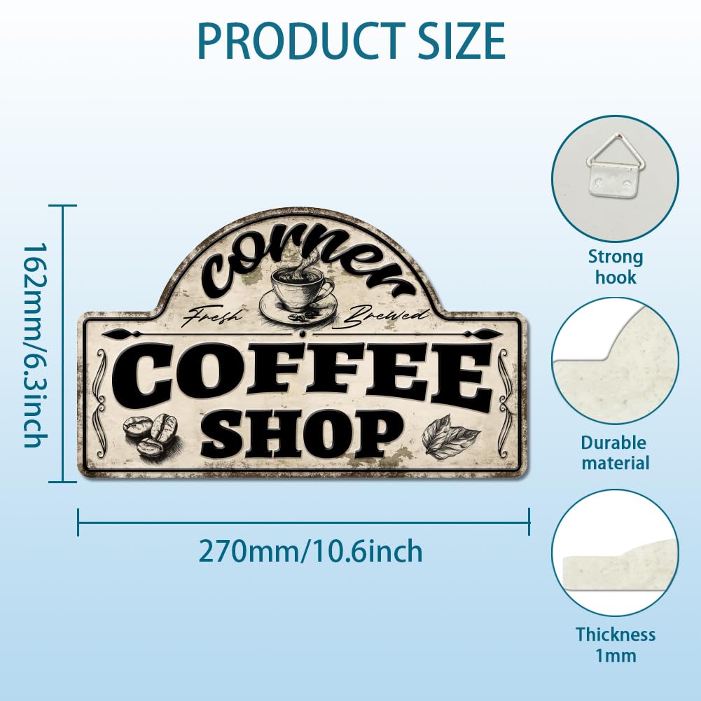 Targa In Metallo Swono Fresh Brewed Coffee Best In Town 30,5x20,3 Cm Per Bar Caffetterie Cucina