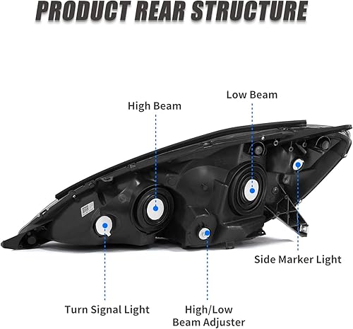 Miniatura 4 de Conjunto de faros delanteros para Toyota Sienna 2006 2007 2008 2009 2010 carcasa cromada con reflector ámbar izquierda y derecha (no compatible con