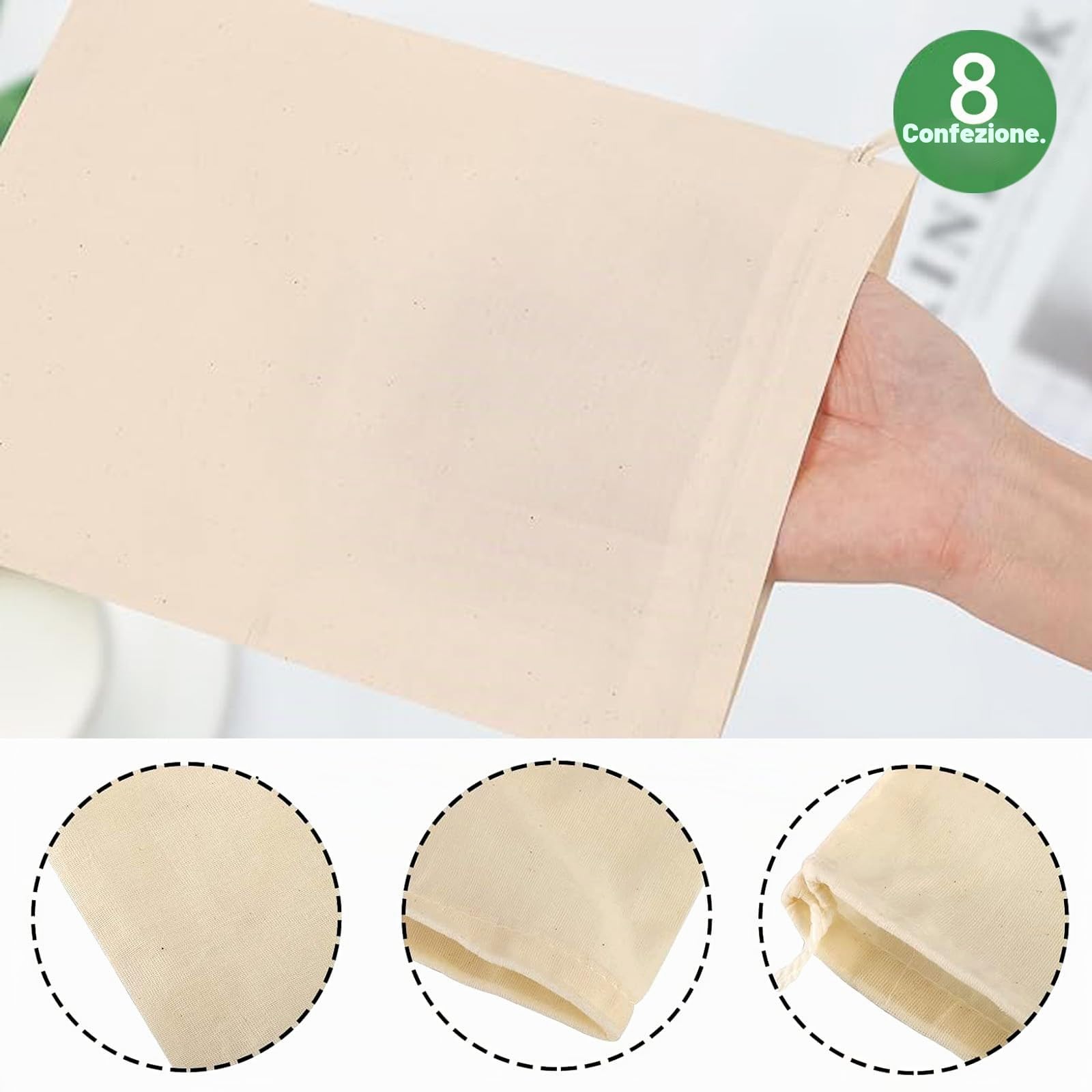 Sacchetti di Cotone 25x30 cm con Coulisse, Leylve, 8 Pezzi per Calendario Avvento