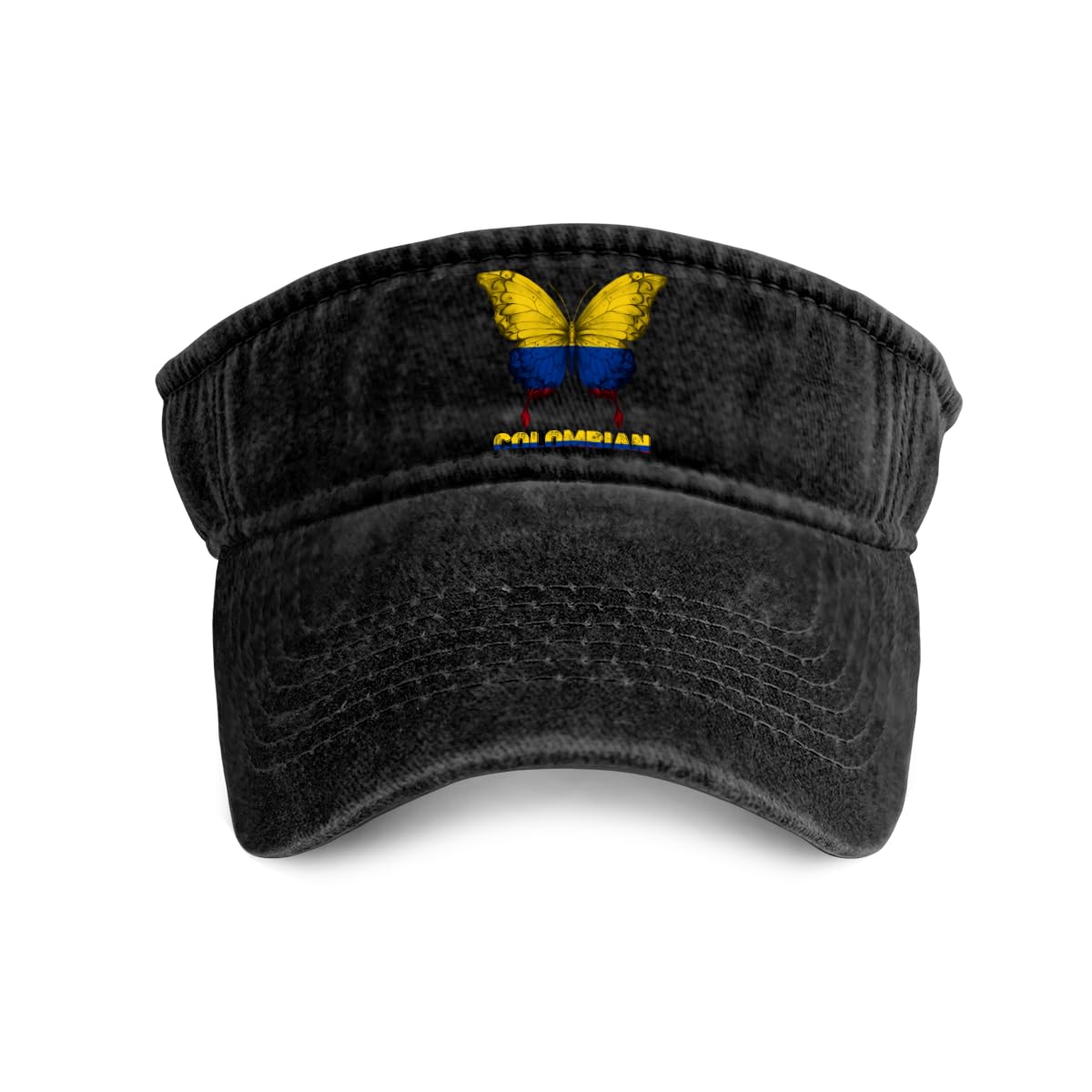 Colombian Flag Butterfly Sun Visor Hats Sport Wear Athletic Beach Leisure Hat for Women and Men Golf Cap
