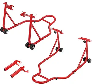 Motorcycle Stand Lift, 850lbs Front Rear Combo Stand Lift Stand, Front Wheel Fork Stand, Rear U+L Fork Swingarm Spool Stand, Universal Motorcycle Paddock Stand Wheel Lift Stand