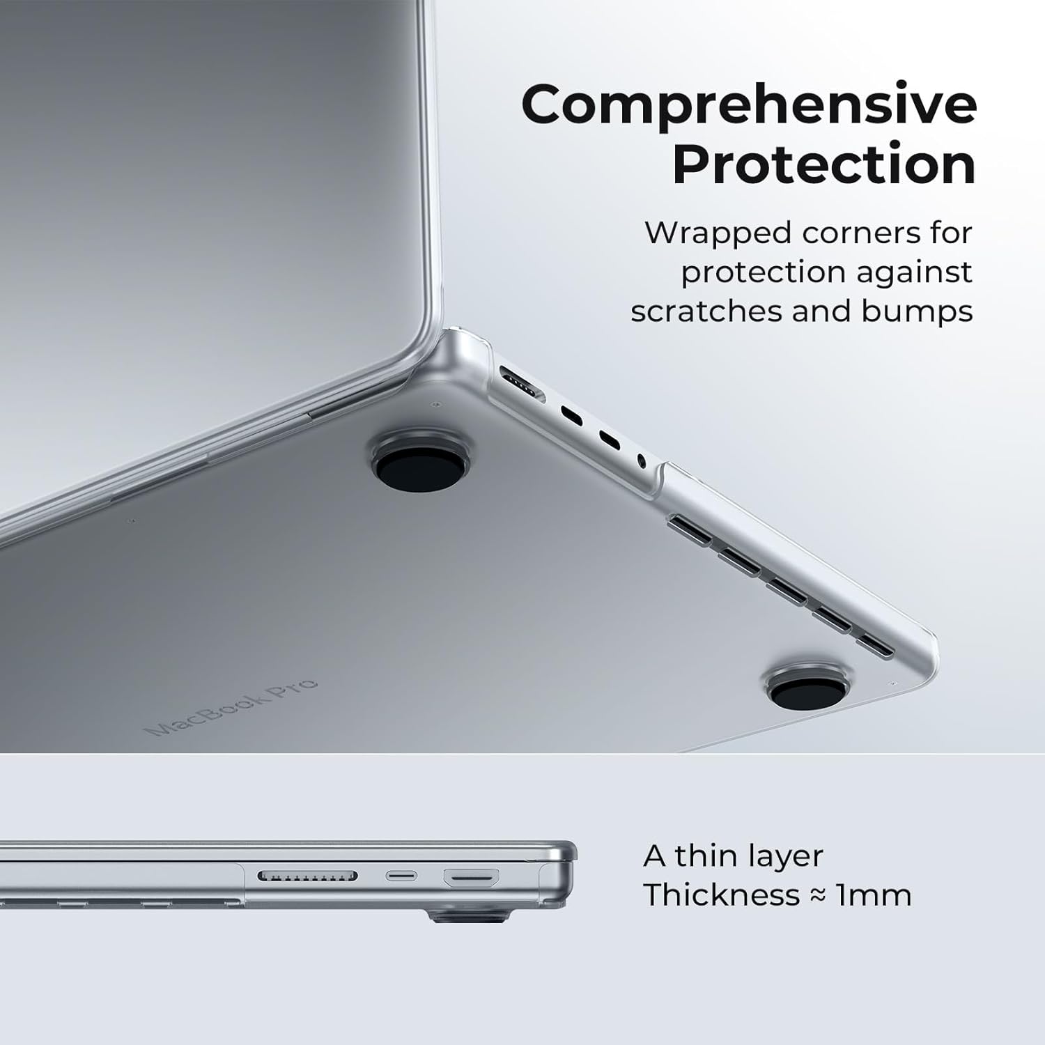 EooCoo Case for MacBook Pro 16 Inch 2026-2021 M5 M4 M3 M2 M1 Pro/Max, [Official Color Match, Anti-Slip, Drop Protection] Matte Hard Shell Laptop Cover, Matte Clear