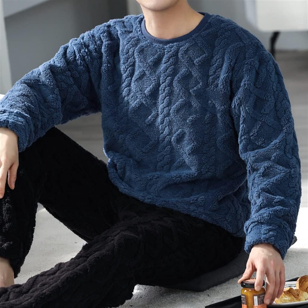 Winter Coral Fleece Thickened and Men's Autumn and Warm Flannel Homewear Suit