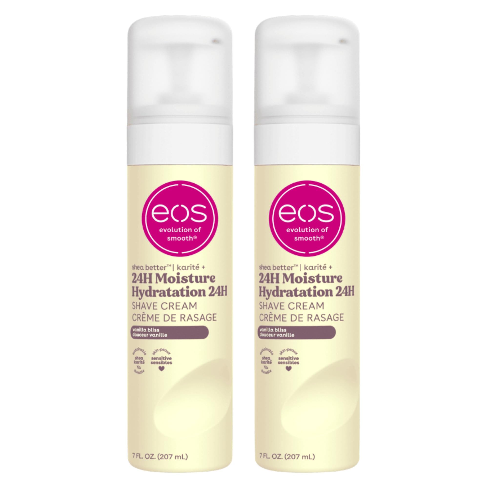 eos Shea Better Women's Shave Cream Vanilla Bliss, Karité Mantequilla Skin Care, Shaving Cream para mujer, 400 ml, 2 unidades