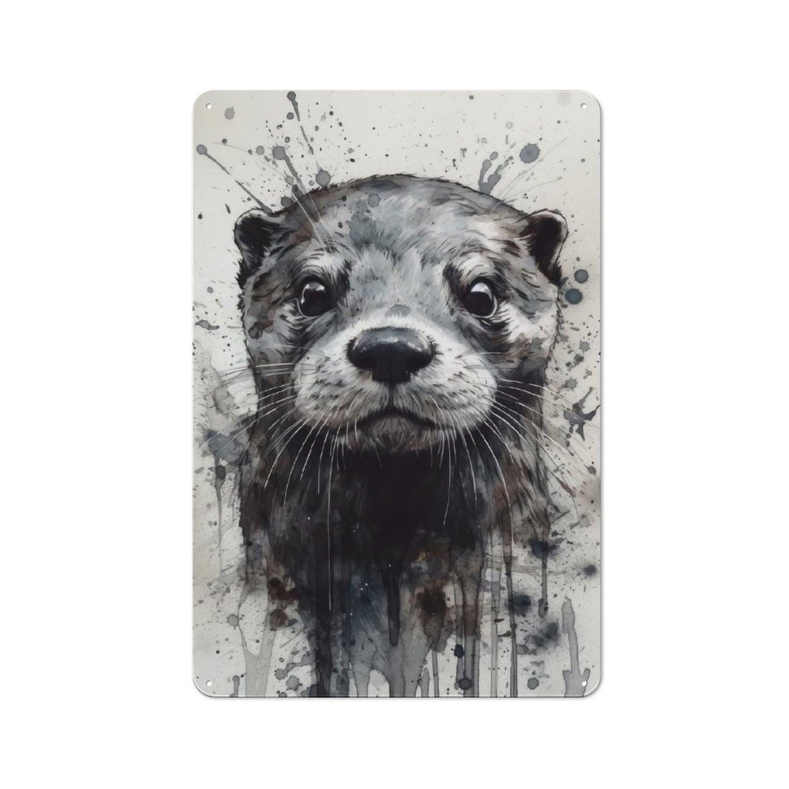 Junmoney Otter Wild Elegance Metal Sign 30X20cm With For Pub Or Café, Retro Decor, For Cooler-Month Interiors With Retro Character