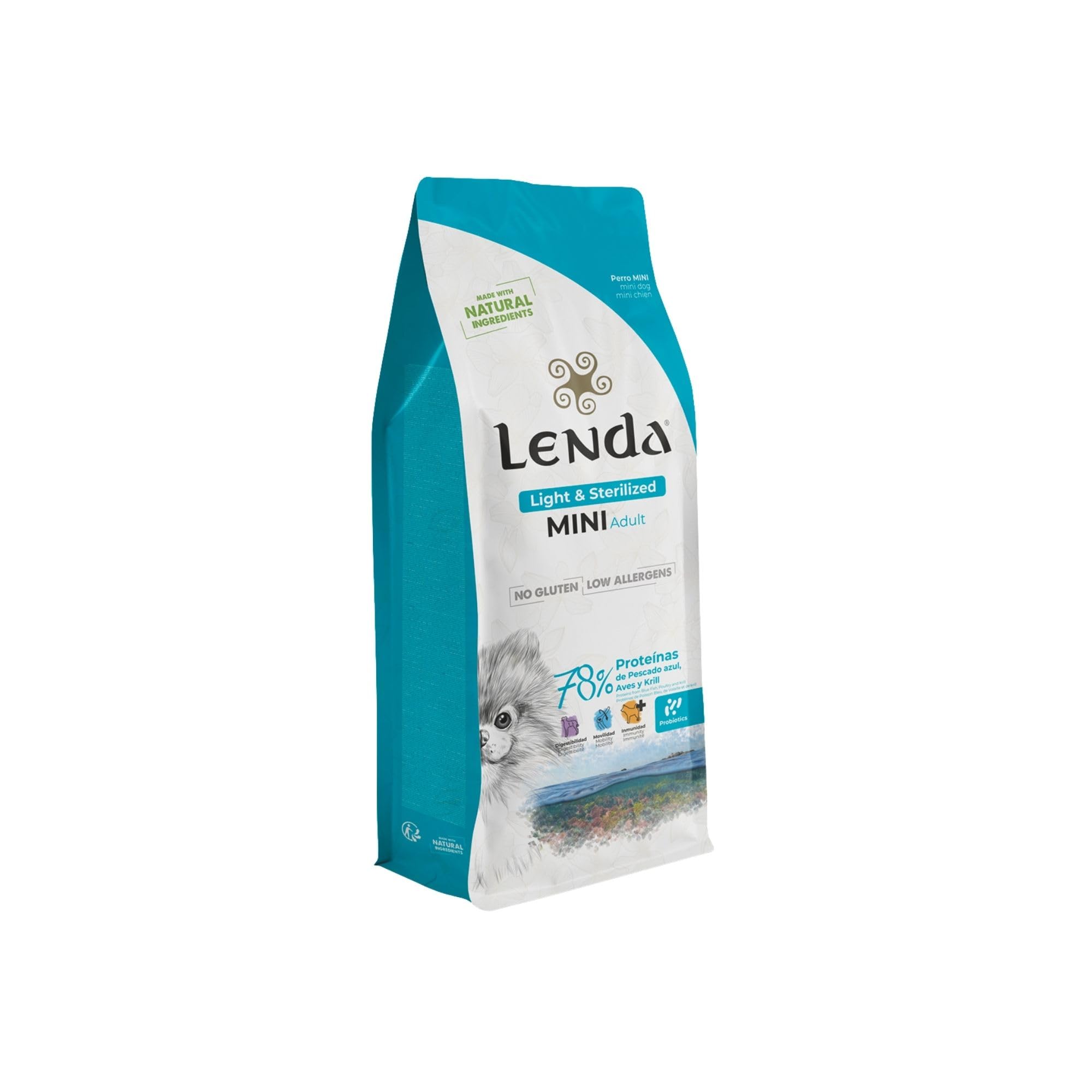 Lenda Mini Light & Sterilized 2 kg - Mini Size Adult Dog Food - Natural Low Calorie Food - Sterilized or Overweight Small Dog Food