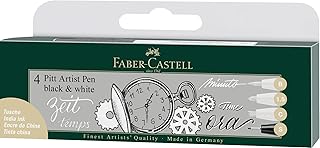Caneta Artista Faber Castell FC167151 PITT - Preto/Branco (Pacote com 4)