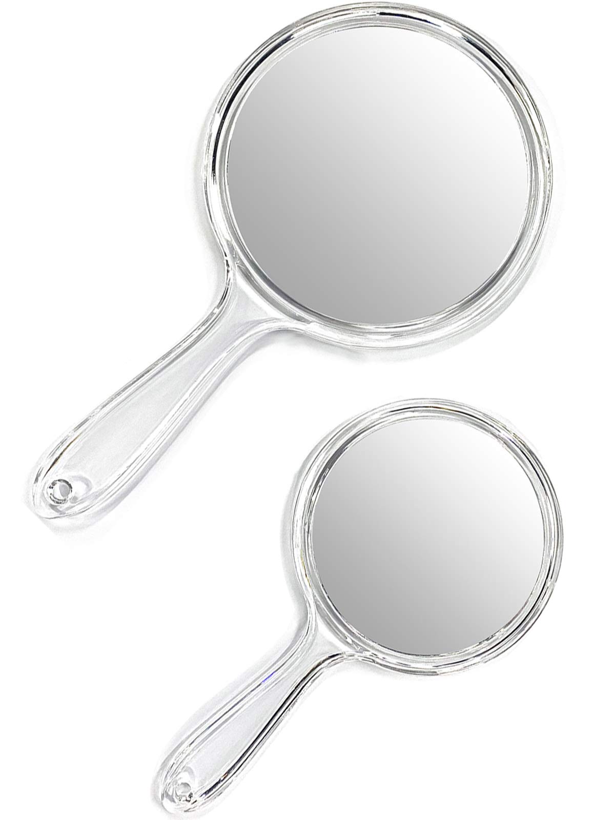 OMIROHand Mirror, Double-Sided Handheld Mirror 1X/3X Magnifying Mirror with Handle, Set of 2 (Clear)