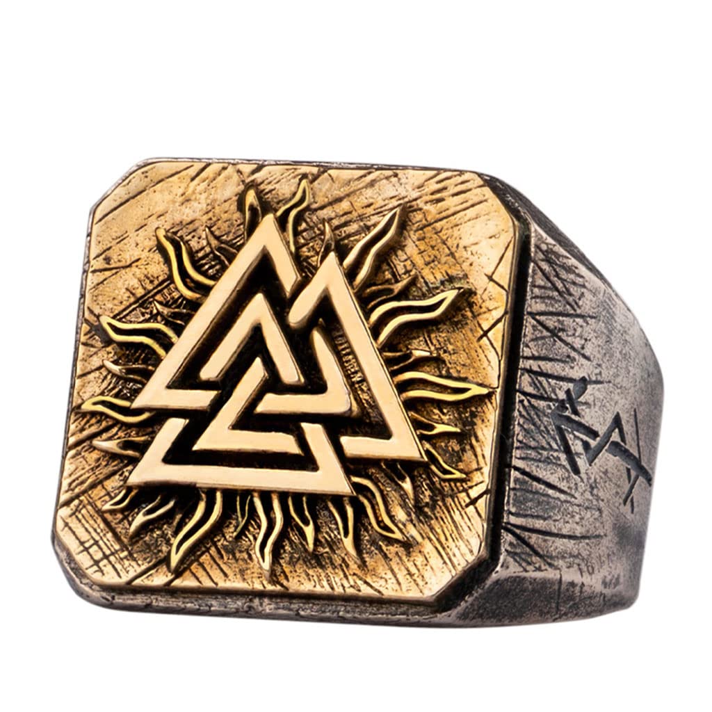 Bague Valknut viking argent 925 cadeau idéal avec perle de barbe