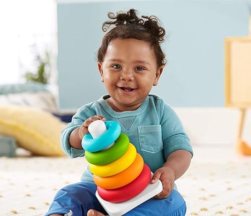 Miniatura 2 de Fisher-Price Rock-a-Stack - Juguete clásico para bebé juguete apilable de anillos Roly-Poly para bebés y niños pequeños hecho de materiales a base