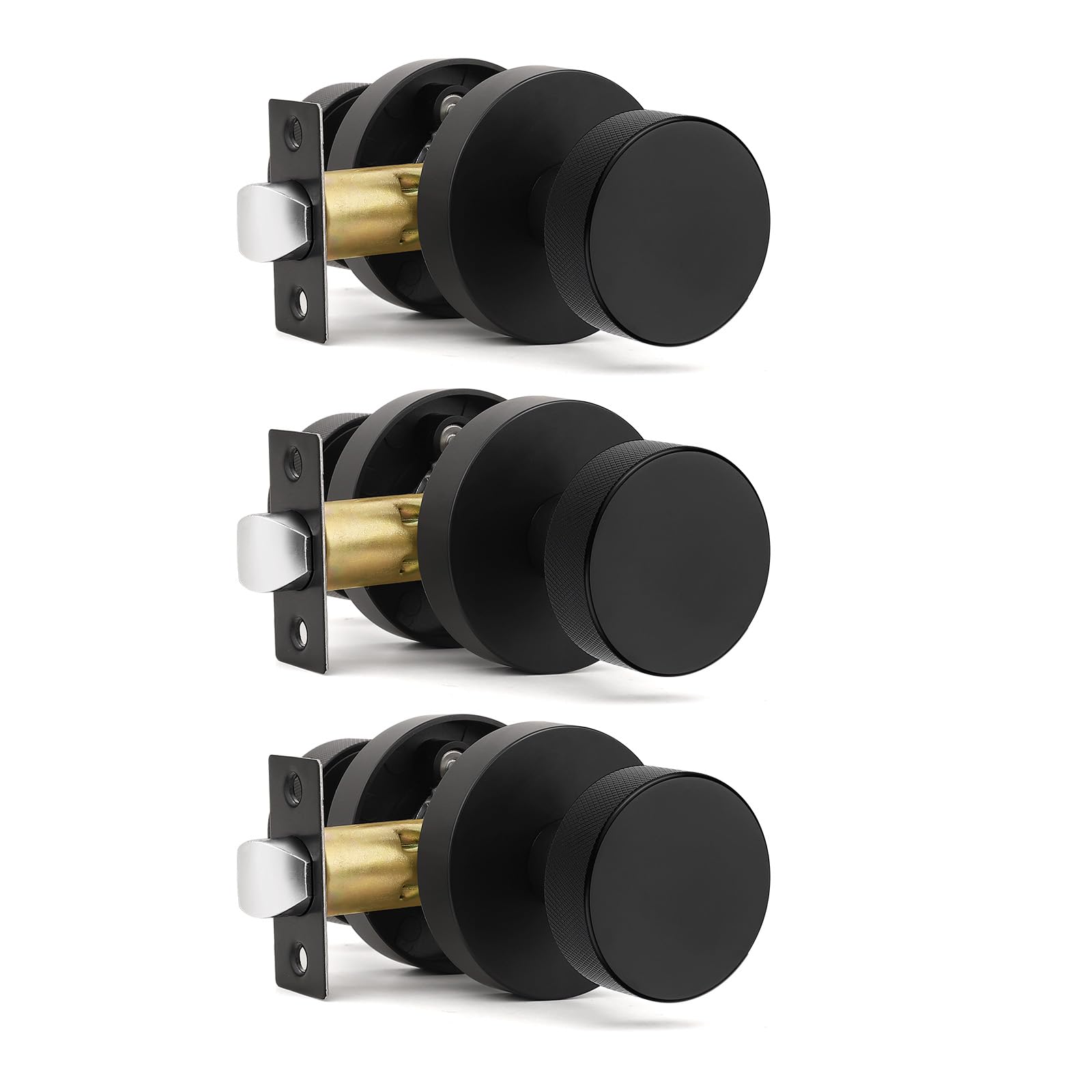 Brushed Nickel Privacy Door Knobs - 6 Pack -9