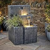 Grada, Fontaine avec éclairage LED, Cascade, Jeu d'eau avec Espace de Plantation, pour terrasse de Jardin et Balcon