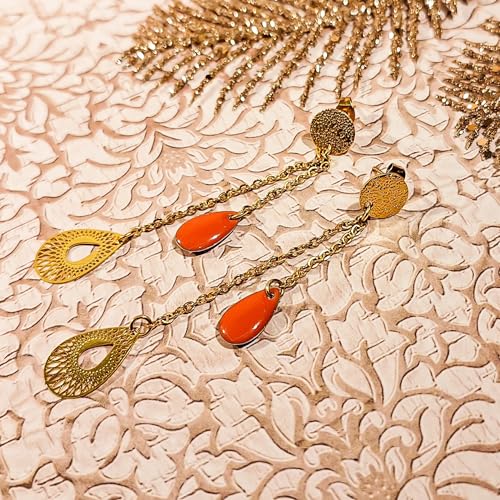 Boucles d'oreilles sequins goutte en acier inoxydable durable - 2